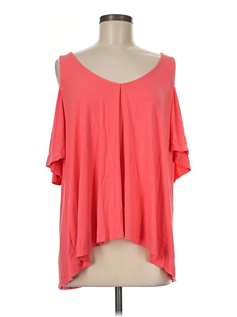Pre-owned Boston Proper Short Sleeve Top Pink Cold Shoulder Neckline Tops