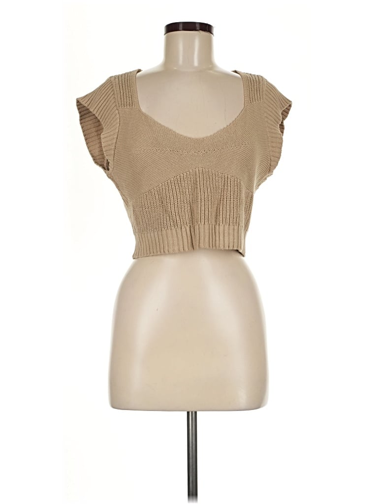 Pre-owned Blue Blush Sweater Vest In Tan