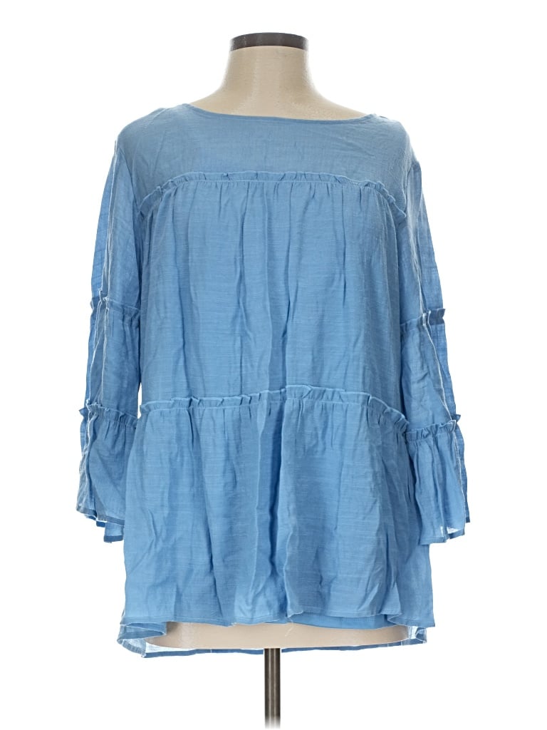 Pre-owned Cato 3/4 Sleeve Blouse In Blue