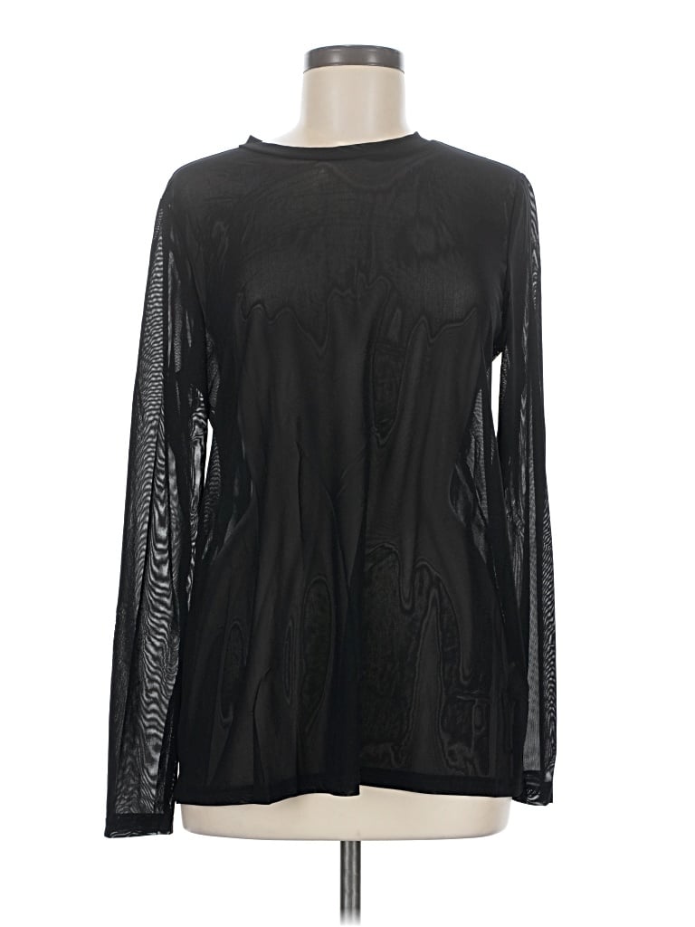 Pre-owned Lyaner Long Sleeve Top Black Mock Neckline Tops