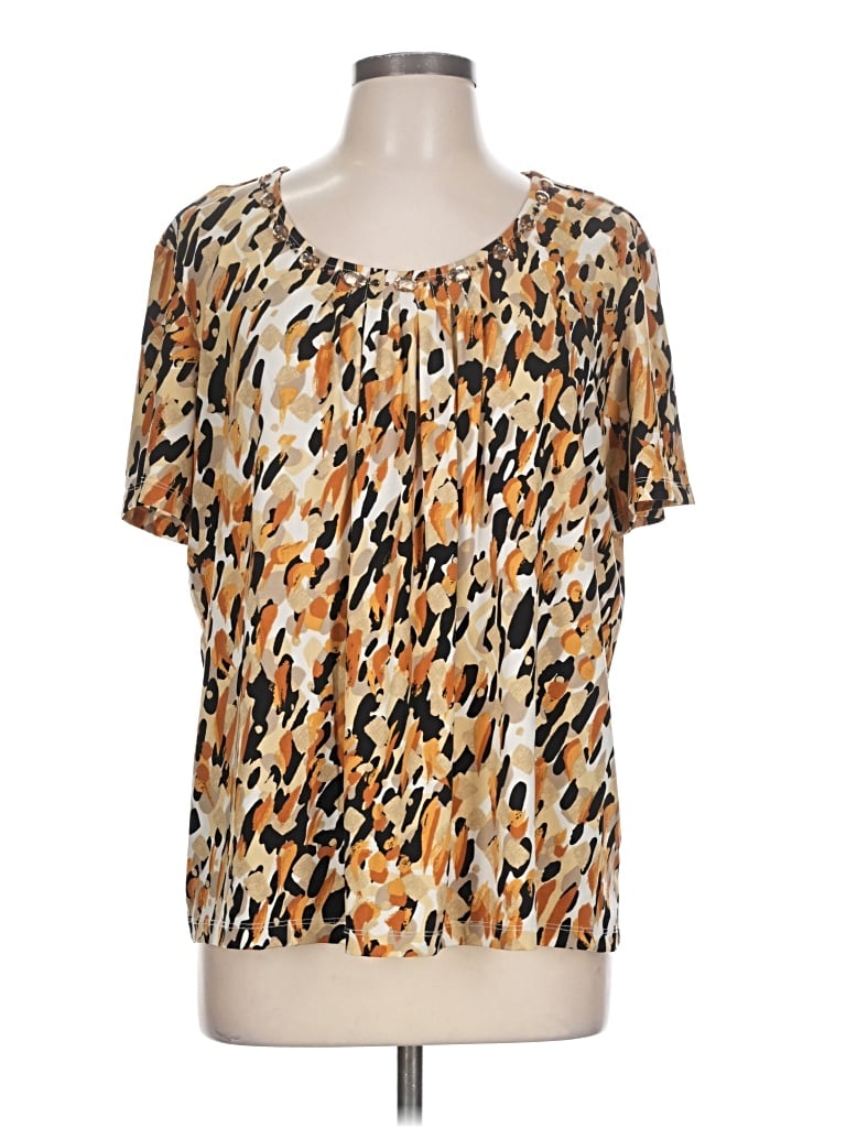 Pre-owned Alfred Dunner Short Sleeve Blouse In Gold
