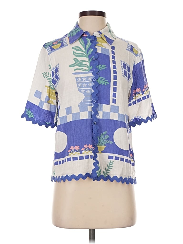 Pre-owned Calypso St Barth Short Sleeve Blouse In Blue