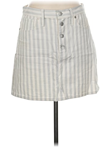 Madewell Stretch A-Line Mini Skirt in Pompano Stripe: Button-Front Edition (view 1)
