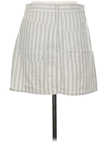 Madewell Stretch A-Line Mini Skirt in Pompano Stripe: Button-Front Edition (view 2)