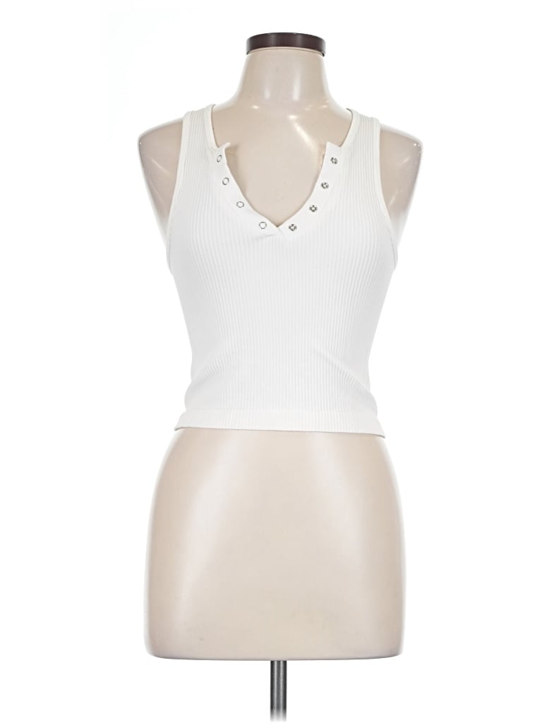 Pre-owned Love Tree Tank Top Ivory Halter Neckline Tops