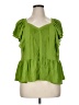 Rose + Olive 100% Polyester Green Short Sleeve Blouse Size 1X - photo 1