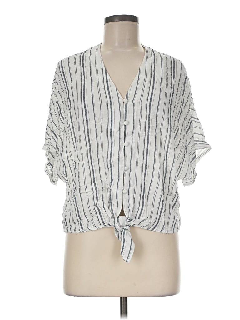Pre-owned Sim & Sam Short Sleeve Blouse In Ivory