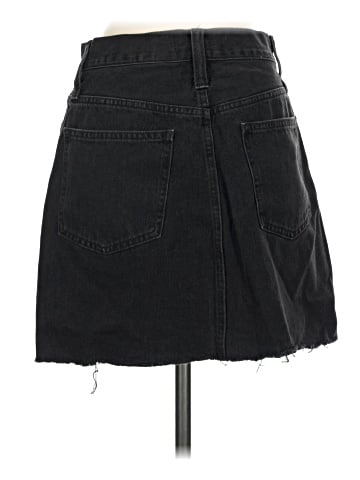Madewell Rigid Denim A-Line Mini Skirt in Lunar Wash (view 2)