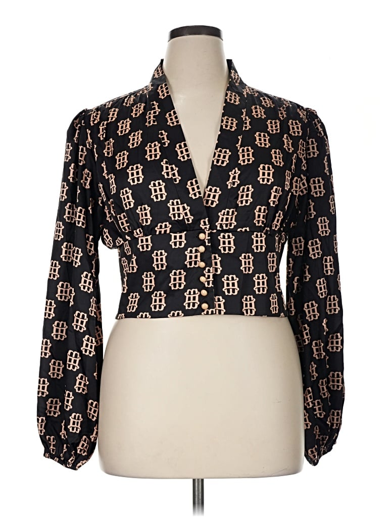 Pre-owned Chicme Long Sleeve Blouse In Black