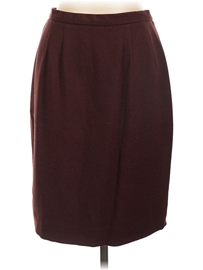 Pre-owned Doncaster Collection Wool Skirt In Burgundy