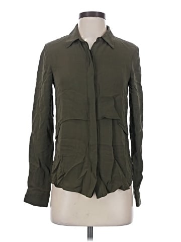 Theory Long Sleeve Silk Top (view 1)