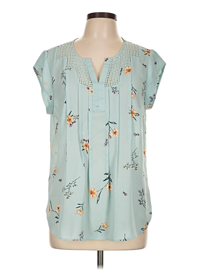 Pre-owned Daniel Rainn Short Sleeve Blouse In Blue
