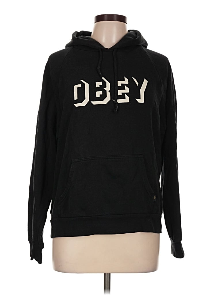 Pre-owned Obey Pullover Hoodie In Black