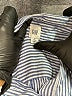 Gap 100% Rayon Stripes Blue Short Sleeve Blouse Size S (tall) - photo 7
