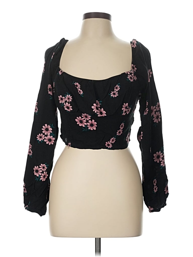 Pre-owned Wild Fable 3/4 Sleeve Blouse In Black