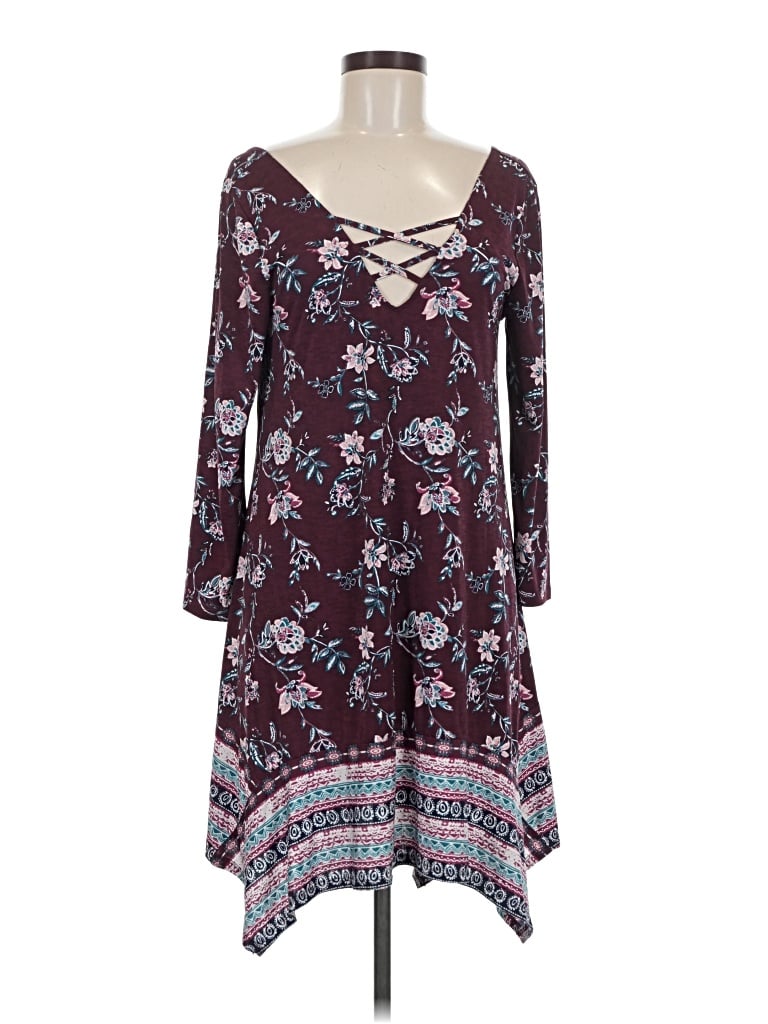 Pre-owned Three Pink Hearts Casual Dress In Burgundy