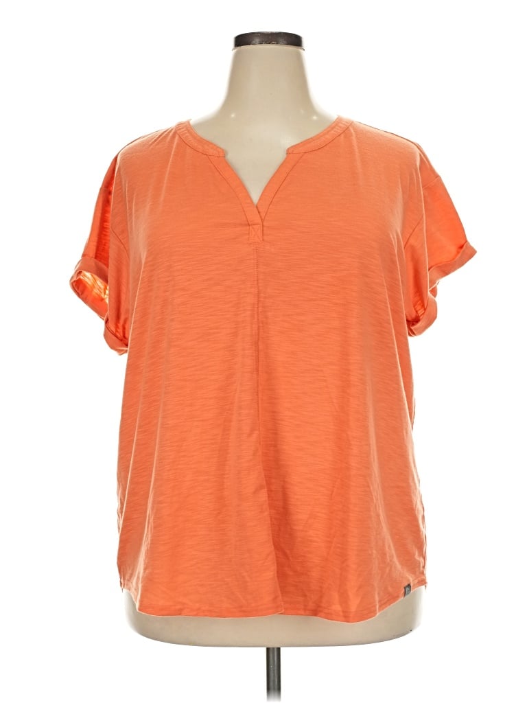 Pre-owned L.l.bean Short Sleeve Henley Shirt In Orange