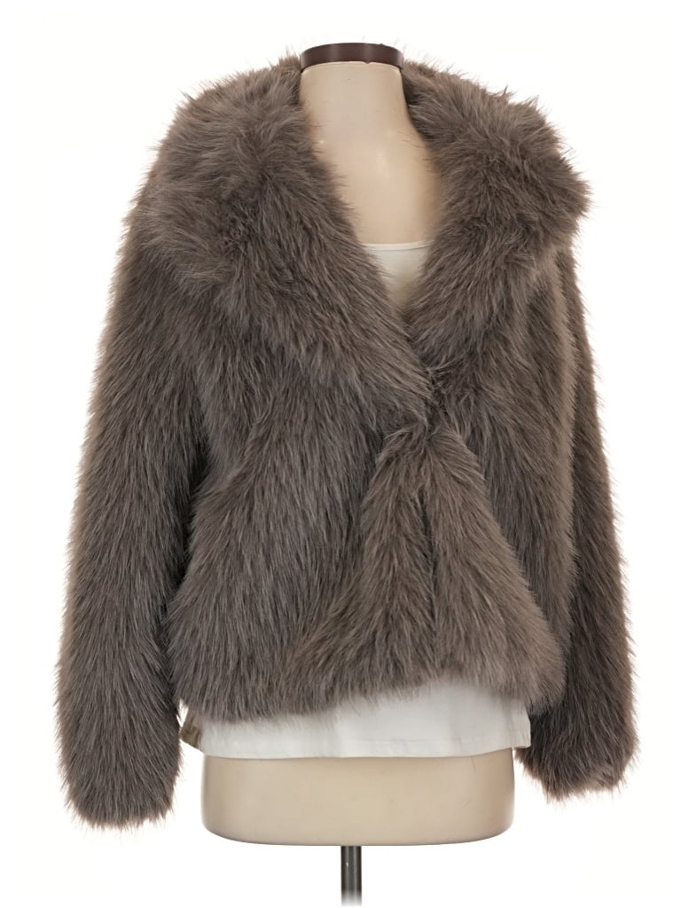 Pre-owned A New Day Faux Fur Jacket In Gray