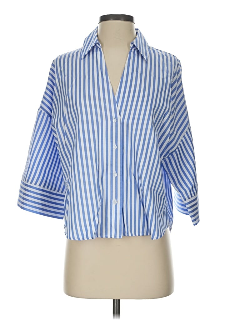 Pre-owned Modern Works 3/4 Sleeve Blouse In Blue