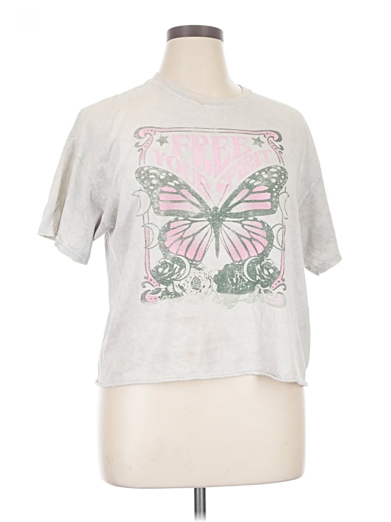 Pre-owned Fifth Sun Short Sleeve Top Silver Mock Neckline Tops