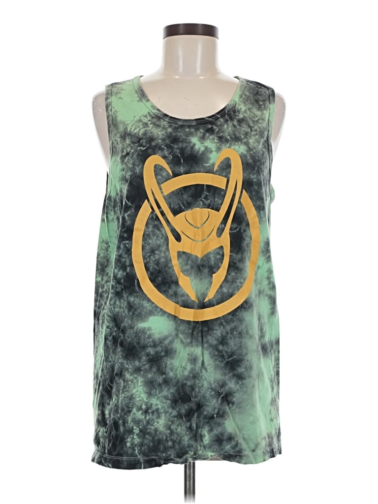 Pre-owned Marvel Tank Top Green Halter Neckline Tops