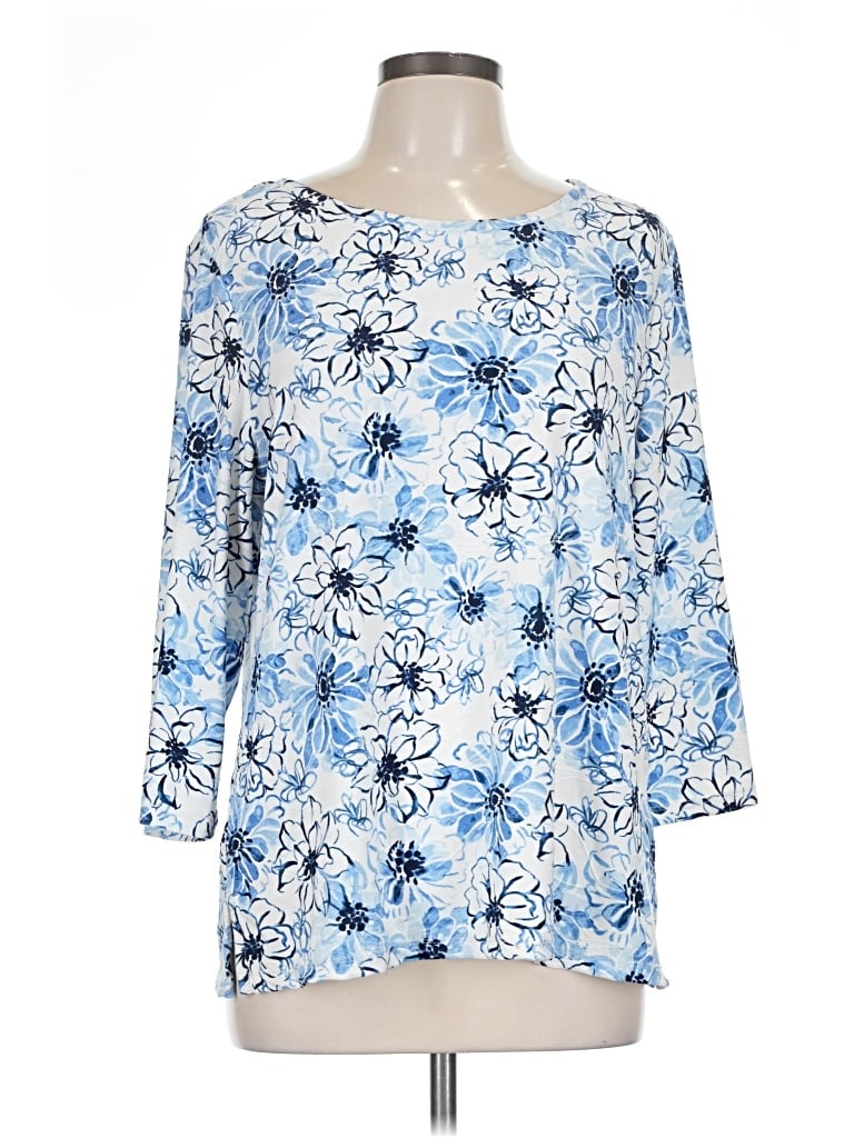 Pre-owned Emily Daniels 3/4 Sleeve Blouse In Blue