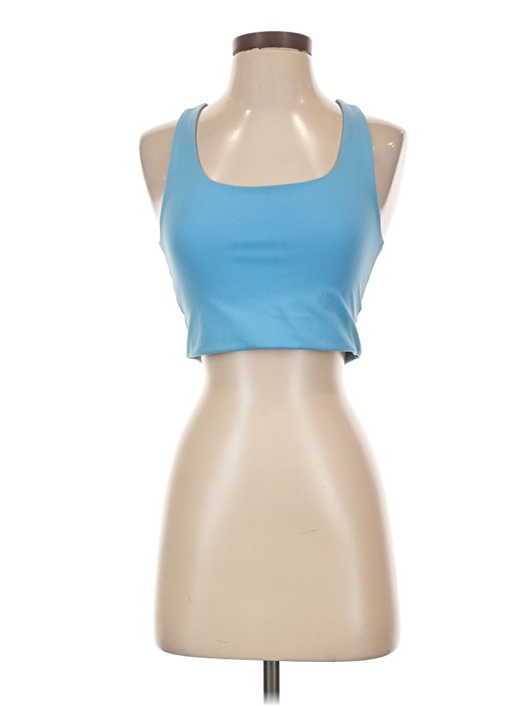 Pre-owned Girlfriend Collective Tank Top Blue Halter Neckline Tops