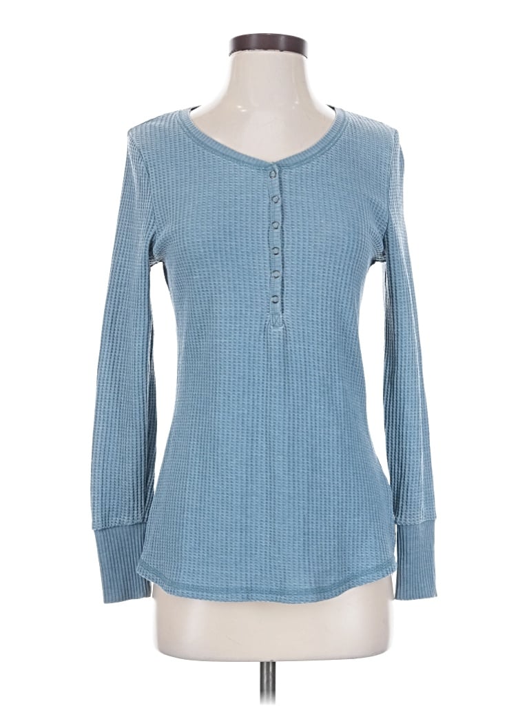 Pre-owned Seven7 Long Sleeve Henley Shirt In Blue