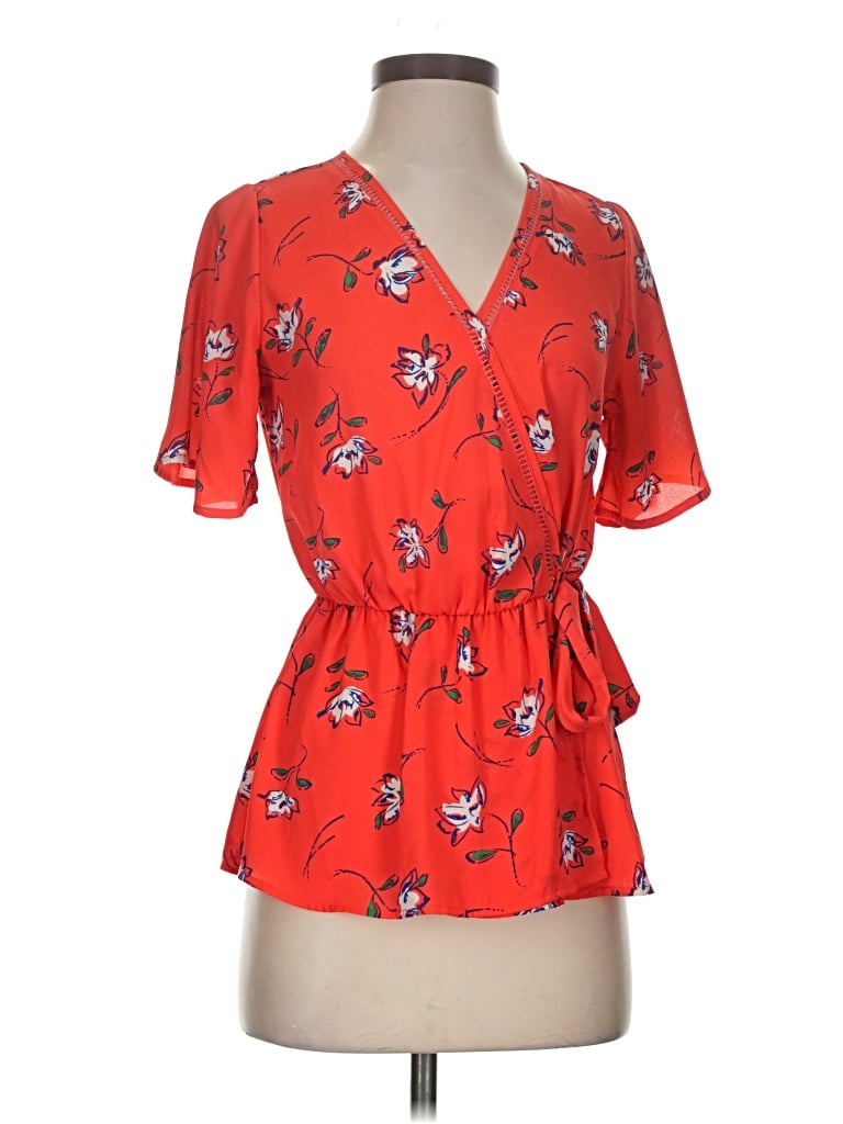 Pre-owned Sienna Sky Short Sleeve Blouse In Red