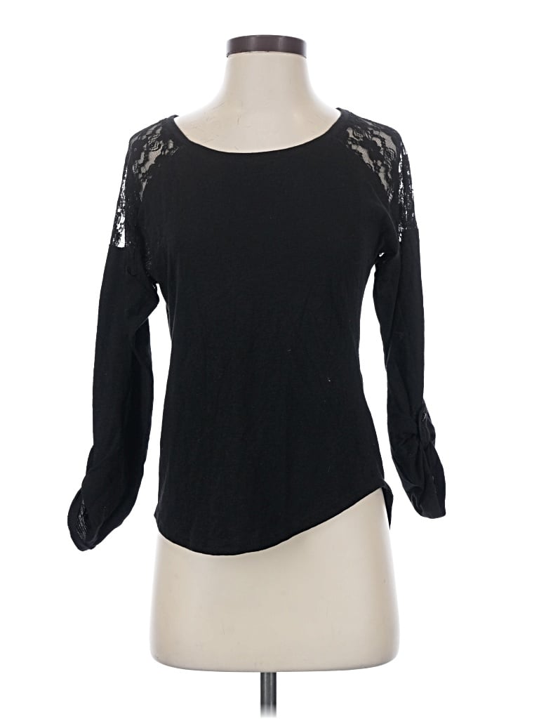 Pre-owned Bobbie Brooks Long Sleeve Top Black Boatneck Tops