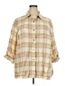 Kate Hill Plaid Tan 3/4 Sleeve Button-Down Shirt Size 2X - photo 1