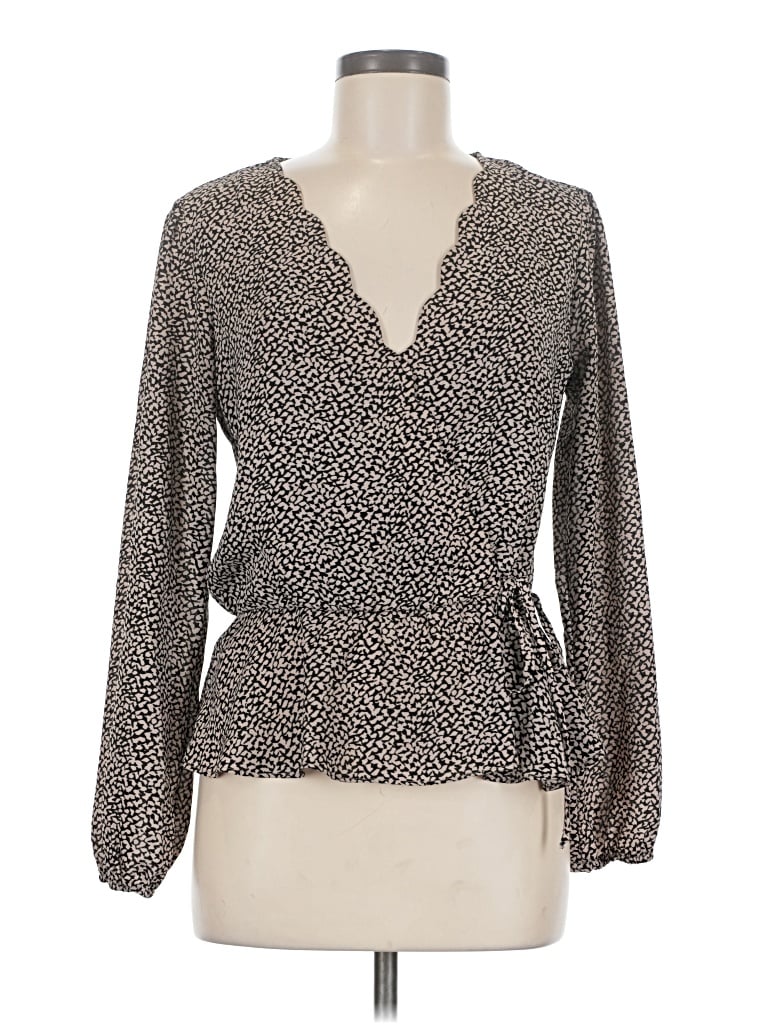 Pre-owned Nine Britton Long Sleeve Blouse In Gray