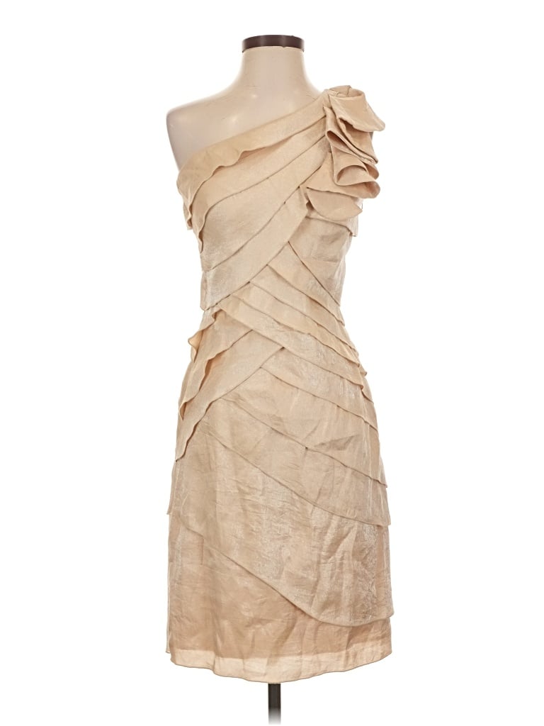 Pre-owned Sangria Cocktail Dress In Tan