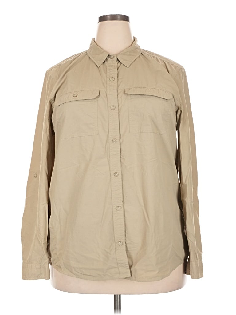 Pre-owned Eddie Bauer Long Sleeve Button Down Shirt In Tan