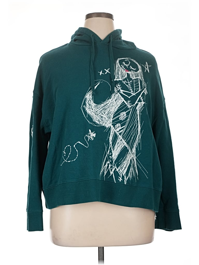 Pre-owned Disney Pullover Hoodie In Teal
