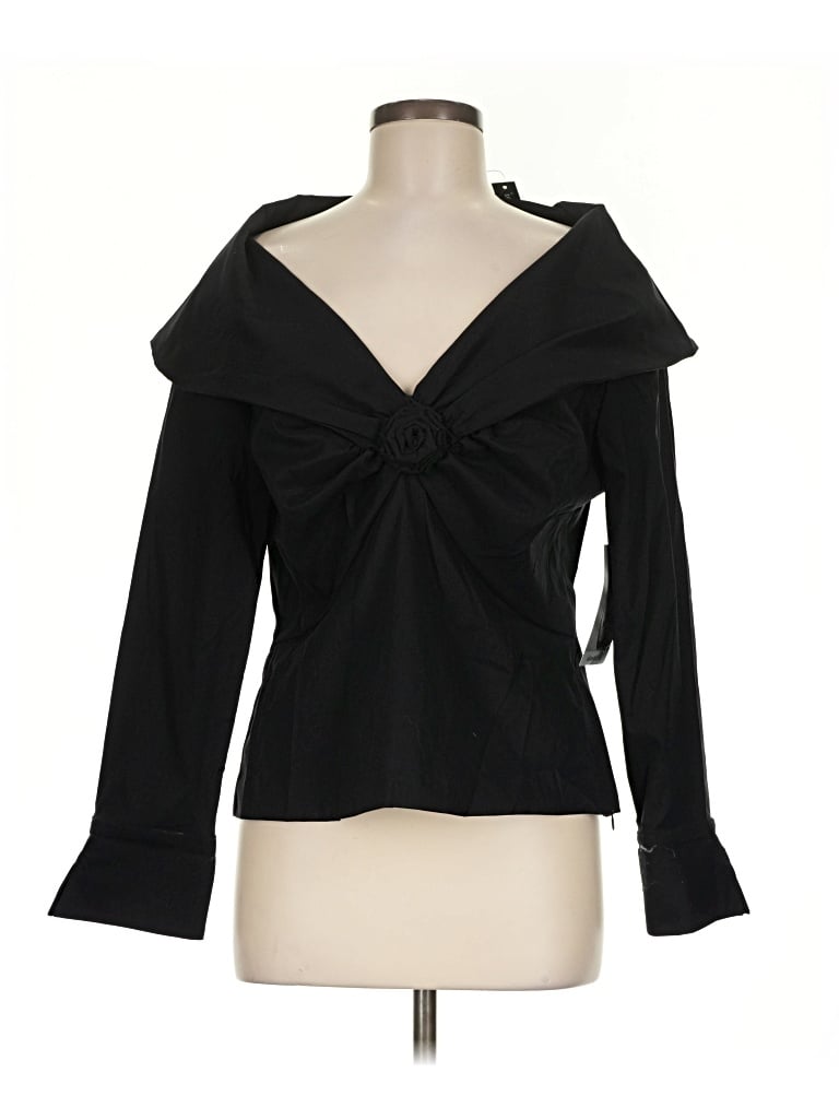 Pre-owned Samuel Dong Long Sleeve Top Black Sweetheart Neckline Tops