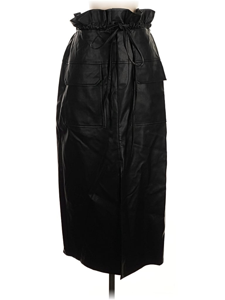 Pre-owned Gracia Faux Leather Skirt In Black