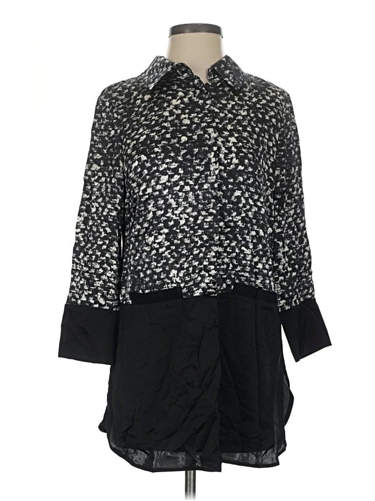 Pre-owned Carlisle 3/4 Sleeve Silk Top Black Cowl Neck Tops