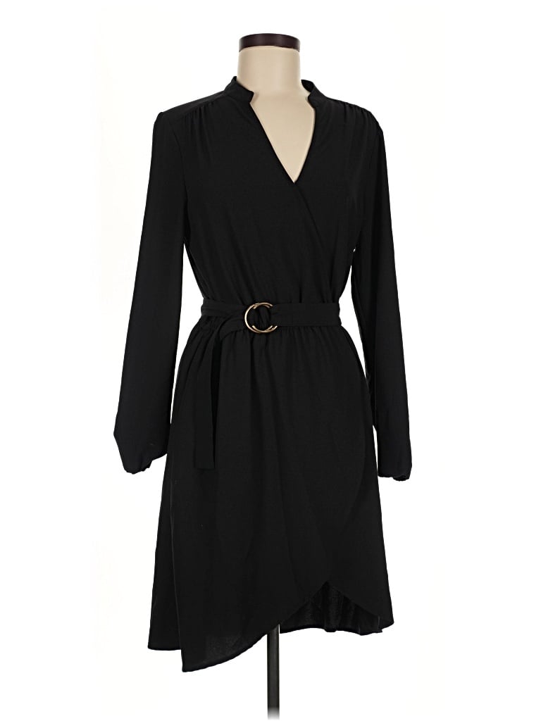Pre-owned Just Fab Casual Dress In Black