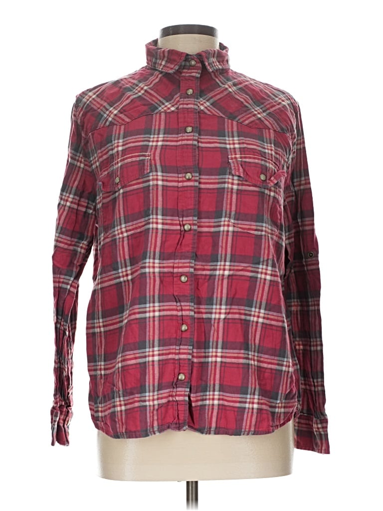 Pre-owned Jachs Girlfriend Long Sleeve Button Down Shirt In Burgundy