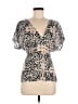 Odille 100% Rayon Silver Short Sleeve Blouse Size 8 - photo 1