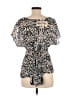 Odille 100% Rayon Silver Short Sleeve Blouse Size 8 - photo 2