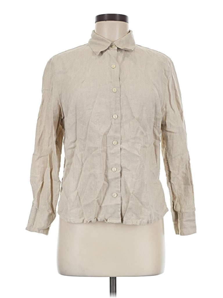 Pre-owned Eddie Bauer 3/4 Sleeve Blouse In Ivory