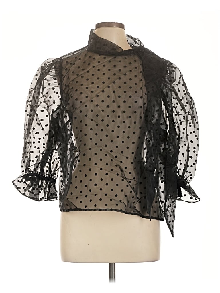 Pre-owned Divided By H&m 3/4 Sleeve Blouse In Black