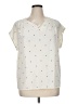 Lands' End 100% Polyester Stars Ivory Short Sleeve Blouse Size 16 - photo 1
