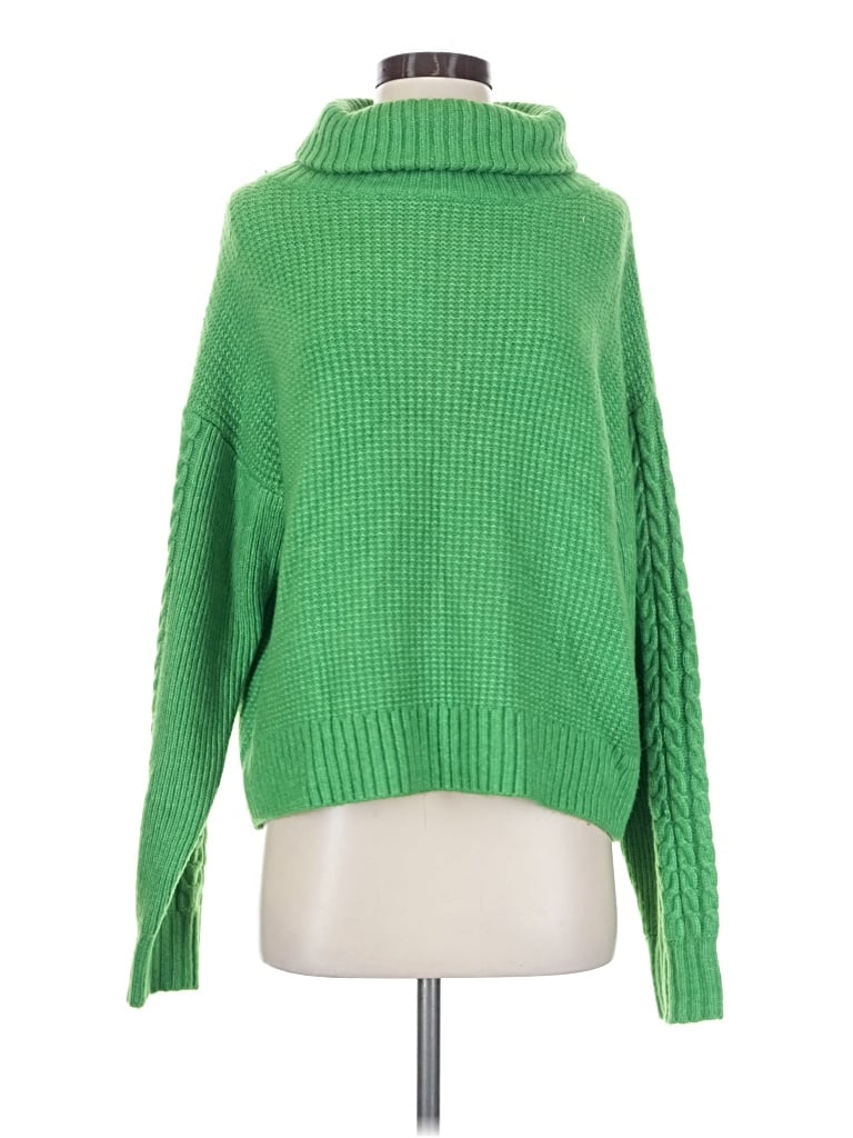 Pre-owned Something Navy Turtleneck Sweater In Green