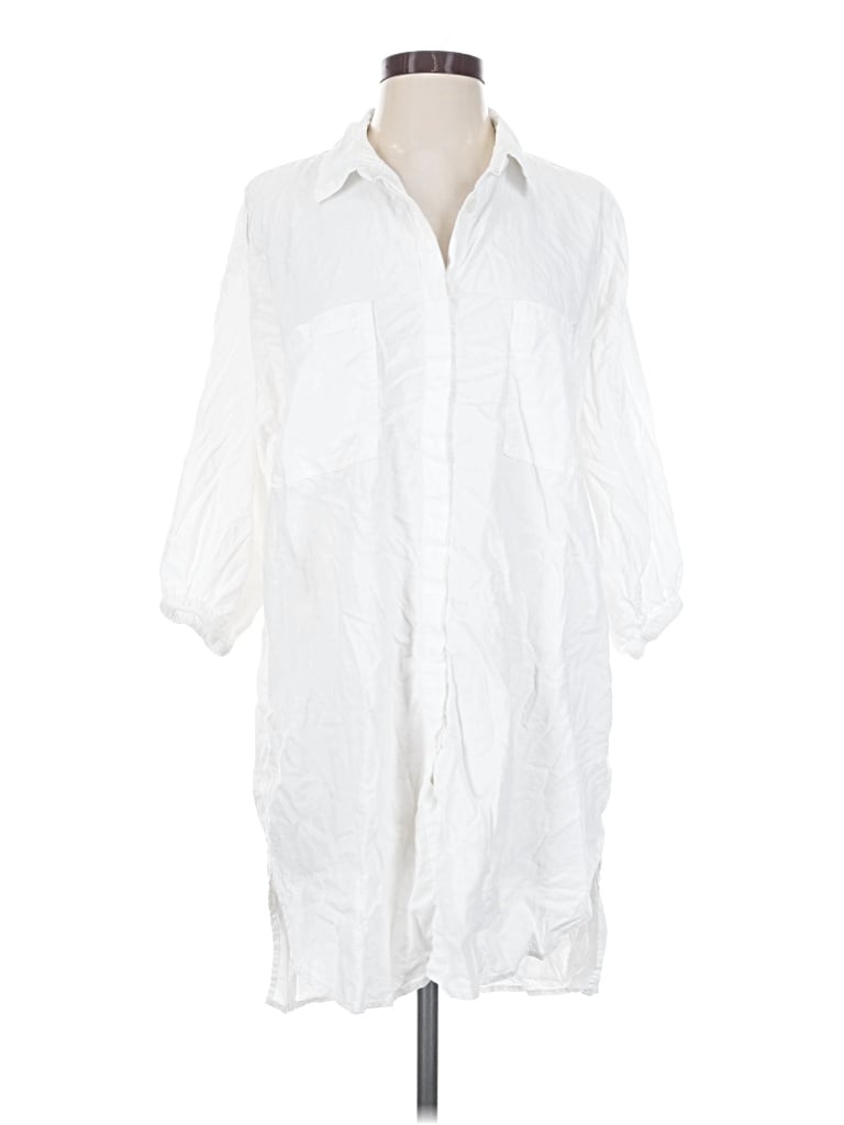 Pre-owned Yfb 3/4 Sleeve Button Down Shirt In White
