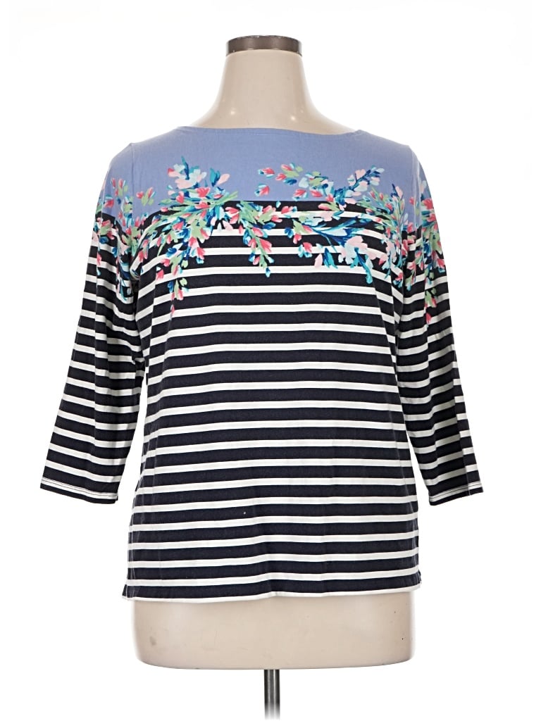 Pre-owned Talbots Outlet 3/4 Sleeve Top Blue Boatneck Tops