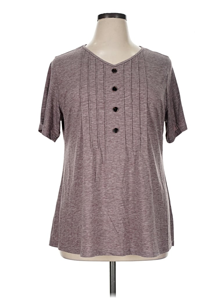 Fantaslook Short Sleeve Top Gray V-neck Tops