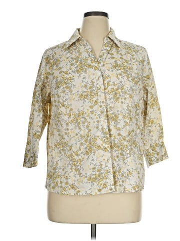 Basic Editions 3/4 Sleeve Button-Down Shirt (view 1)
